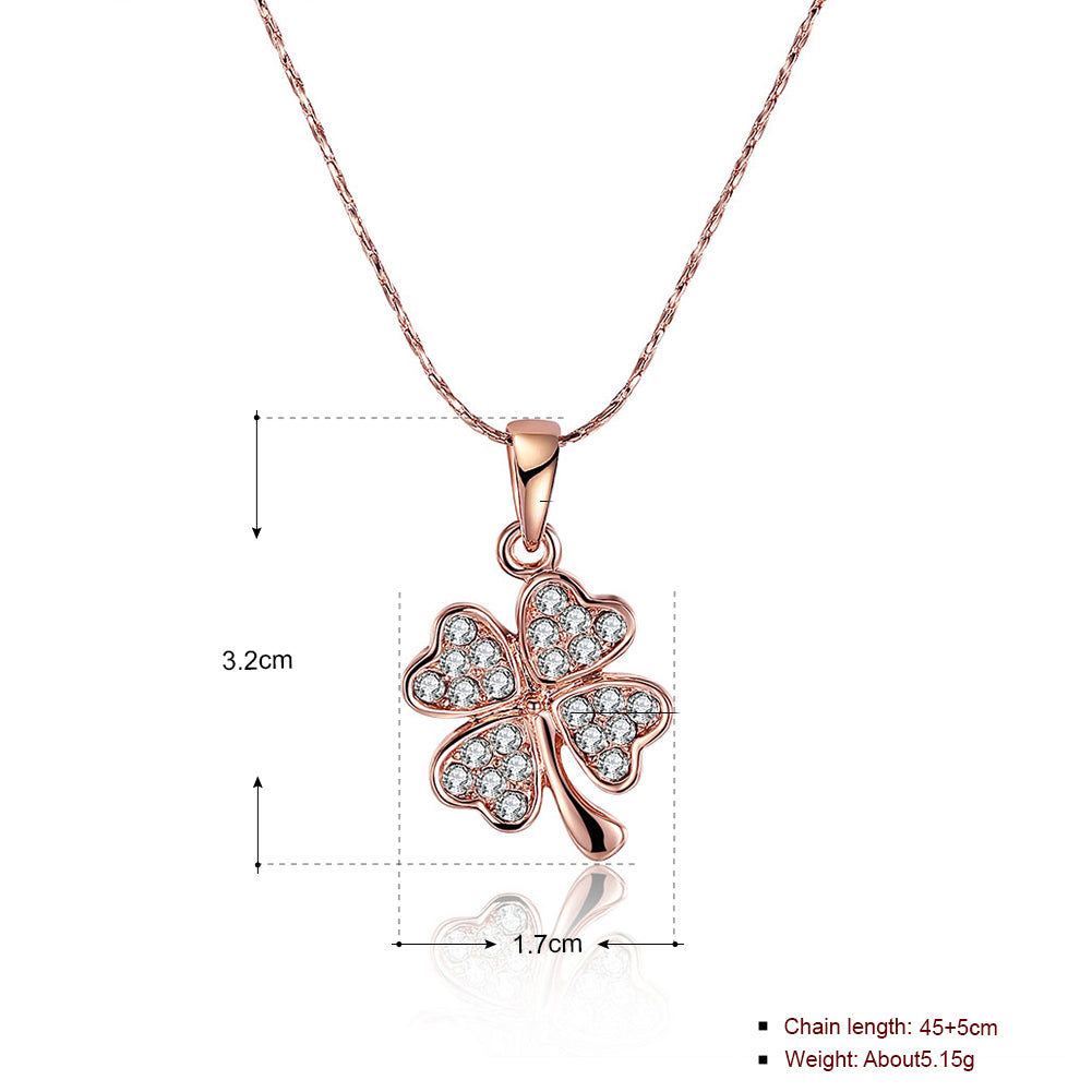 Swarovski Crystal Clover Necklace in 18K Rose Gold Plated