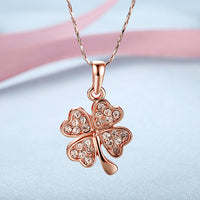 Swarovski Crystal Clover Necklace in 18K Rose Gold Plated