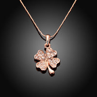 Swarovski Crystal Clover Necklace in 18K Rose Gold Plated