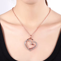 Curved Duo Intertwined Heart Shaped Swarovski Elements Necklace in 14K Rose Gold, Necklaces, Golden NYC Jewelry, Golden NYC Jewelry  jewelryjewelry deals, swarovski crystal jewelry, groupon jewelry,, jewelry for mom,