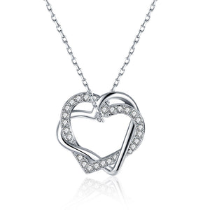 Duo Intertwined Heart Shaped Swarovski Elements Necklace in 18K White Gold, Necklaces, Golden NYC Jewelry, Golden NYC Jewelry  jewelryjewelry deals, swarovski crystal jewelry, groupon jewelry,, jewelry for mom,