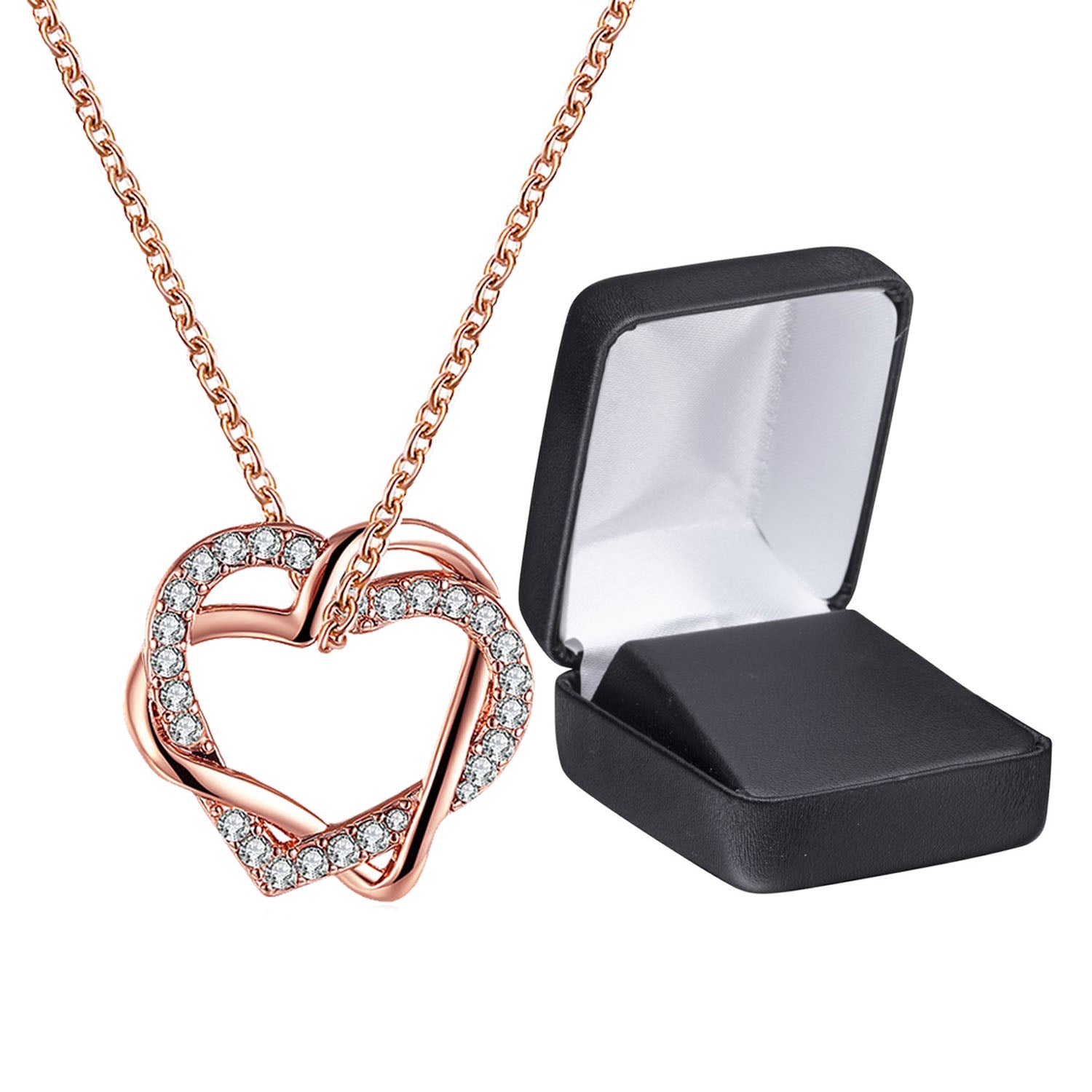 Swarovski Crystal Heart Necklace in 18K Rose Gold Plated