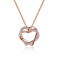 Duo Intertwined Heart Shaped Swarovski Elements Necklace in 14K Rose Gold, Necklaces, Golden NYC Jewelry, Golden NYC Jewelry  jewelryjewelry deals, swarovski crystal jewelry, groupon jewelry,, jewelry for mom,