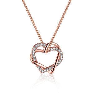 Duo Intertwined Heart Shaped Swarovski Elements Necklace in 14K Rose Gold, Necklaces, Golden NYC Jewelry, Golden NYC Jewelry  jewelryjewelry deals, swarovski crystal jewelry, groupon jewelry,, jewelry for mom,