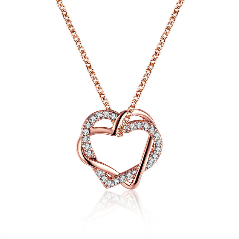 Swarovski Crystal Heart Necklace in 18K Rose Gold Plated