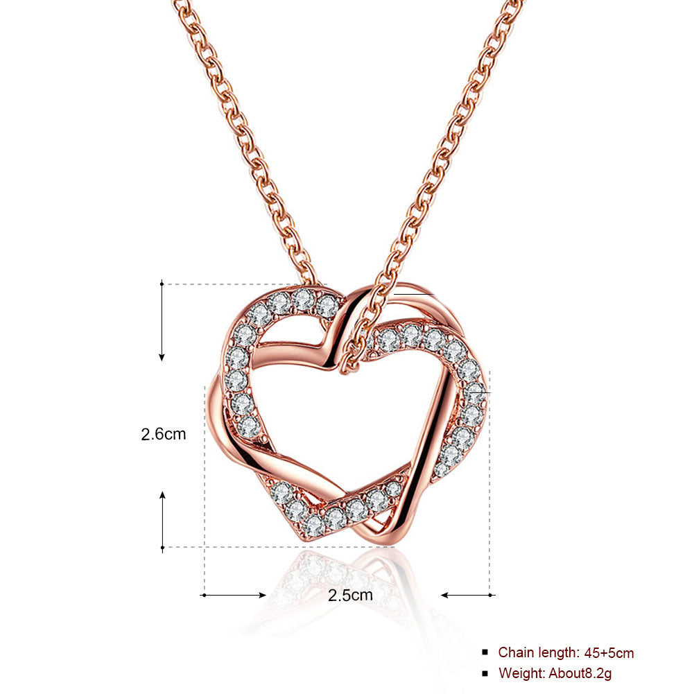 Austrian Crystal Heart Necklace in 18K Rose Gold Plated