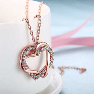 Austrian Crystal Heart Necklace in 18K Rose Gold Plated