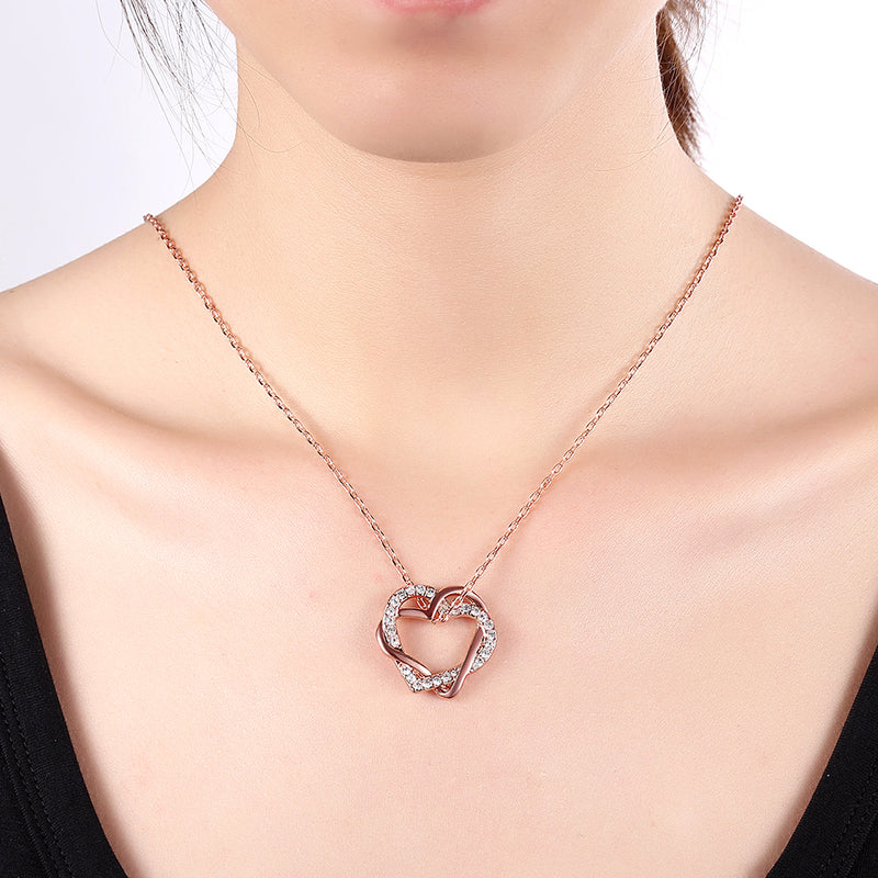 Swarovski Crystal Heart Necklace in 18K Rose Gold Plated