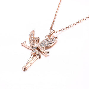 Tinkerbell Classic Necklace Embellished with Austrian Crystals in 18K Rose Gold Plated