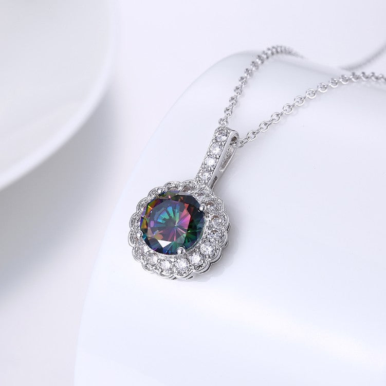 Genuine Mystic Topaz Clover Shaped Pave White Gold Necklace, , Golden NYC Jewelry, Golden NYC Jewelry jewelryjewelry deals, swarovski crystal jewelry, groupon jewelry,, jewelry for mom, 