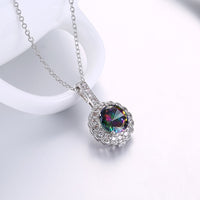 Genuine Mystic Topaz Clover Shaped Pave White Gold Necklace, , Golden NYC Jewelry, Golden NYC Jewelry jewelryjewelry deals, swarovski crystal jewelry, groupon jewelry,, jewelry for mom, 