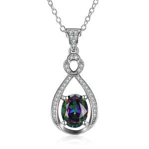 Mystic Topaz White Pav'e Clover Shaped White Gold Necklace, , Golden NYC Jewelry, Golden NYC Jewelry fashion jewelry, cheap jewelry, jewelry for mom, 