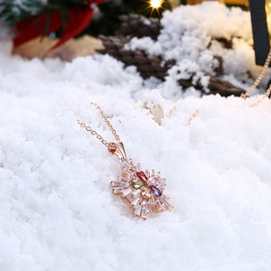 Five Stone Winter Snowflake Necklace set in 18K Rose Gold Plated, Necklaces, Golden NYC Jewelry, Golden NYC Jewelry  jewelryjewelry deals, swarovski crystal jewelry, groupon jewelry,, jewelry for mom,