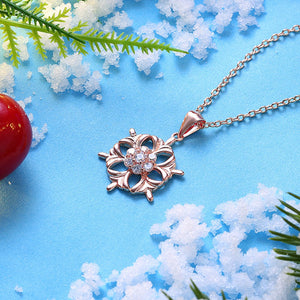 Snowflake Christmas Inspired Necklace in 18K Rose Gold Plated