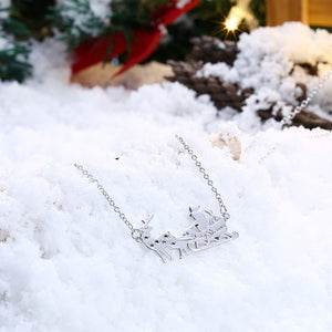 Santa's Sleigh Necklace in 18K Rose or White Gold Plated