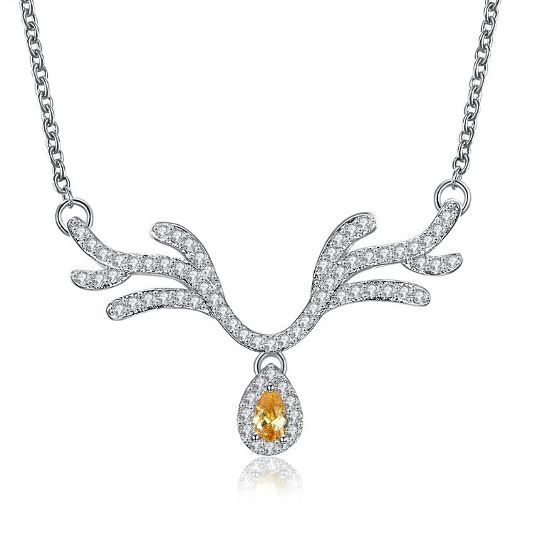 Citrine Reindeer Antler with Swarovski Crystal, Necklaces, Golden NYC Jewelry, Golden NYC Jewelry jewelryjewelry deals, swarovski crystal jewelry, groupon jewelry,, jewelry for mom, 