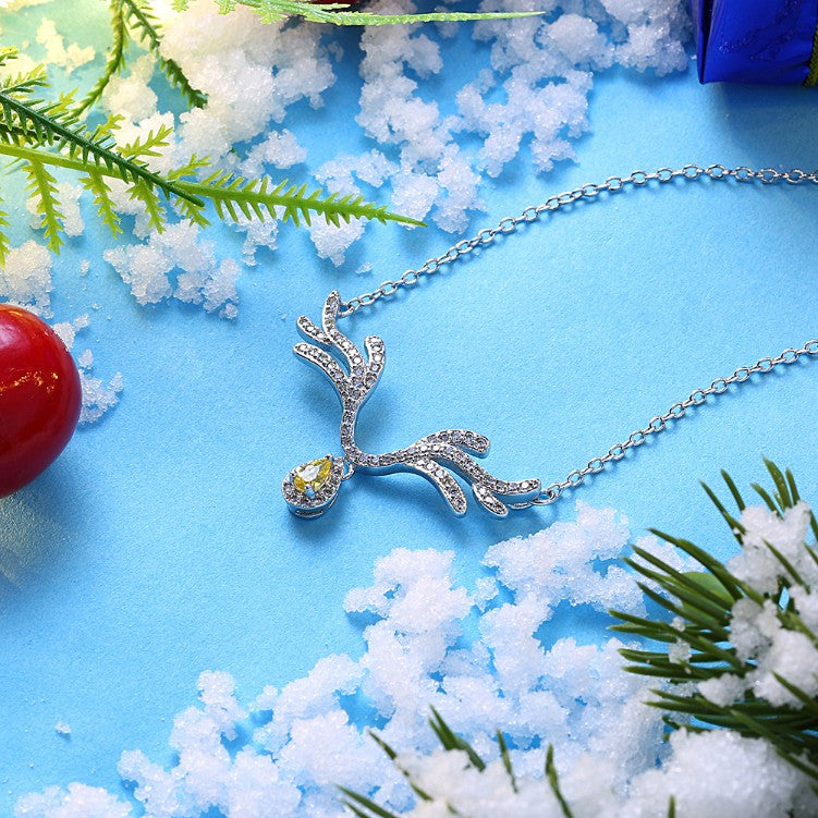 Citrine Reindeer Antler with Swarovski Crystal, Necklaces, Golden NYC Jewelry, Golden NYC Jewelry jewelryjewelry deals, swarovski crystal jewelry, groupon jewelry,, jewelry for mom, 