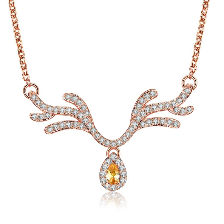 Citrine Reindeer Antler with Swarovski Crystal, Necklaces, Golden NYC Jewelry, Golden NYC Jewelry jewelryjewelry deals, swarovski crystal jewelry, groupon jewelry,, jewelry for mom, 