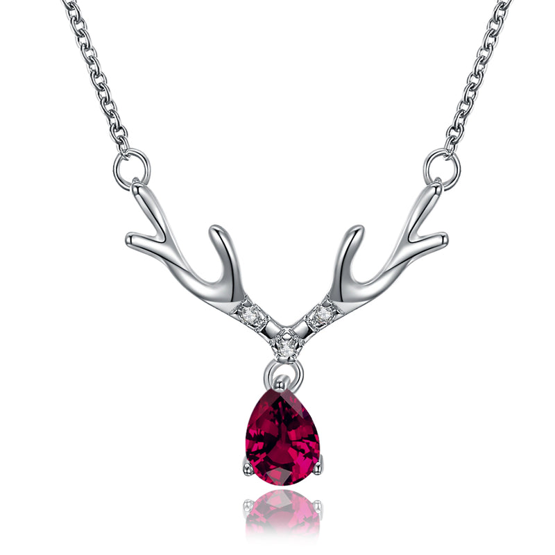 Reindeer Christmas Inspired Necklace in 18K White Gold Plated