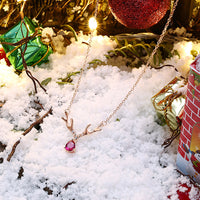 Reindeer Christmas Inspired Necklace in 18K Rose Gold Plated