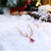 Reindeer Christmas Inspired Necklace in 18K Rose Gold Plated