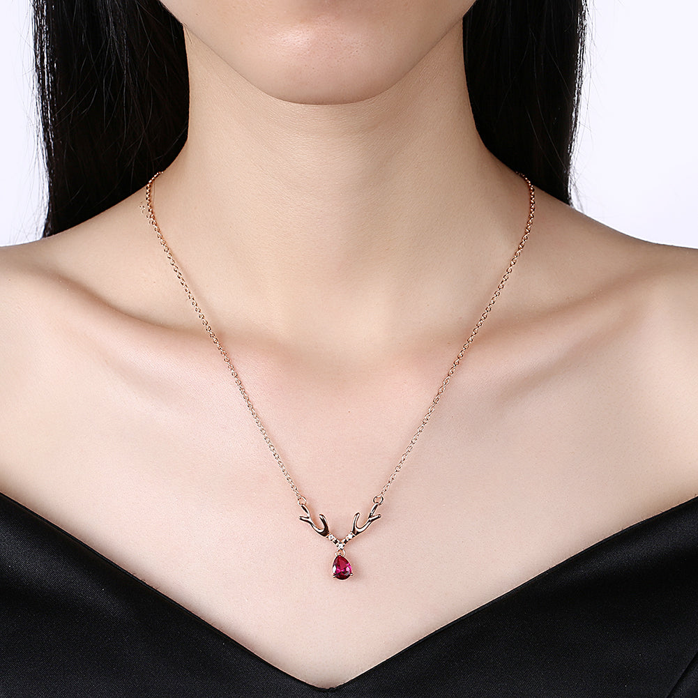 Reindeer Christmas Inspired Necklace in 18K Rose Gold Plated