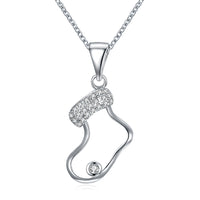 Stocking Christmas Inspired Necklace in 18K White Gold Plated