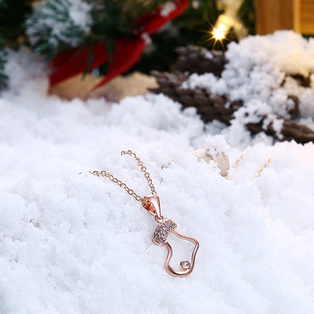 Stocking Christmas Inspired Necklace in 18K Rose Gold Plated