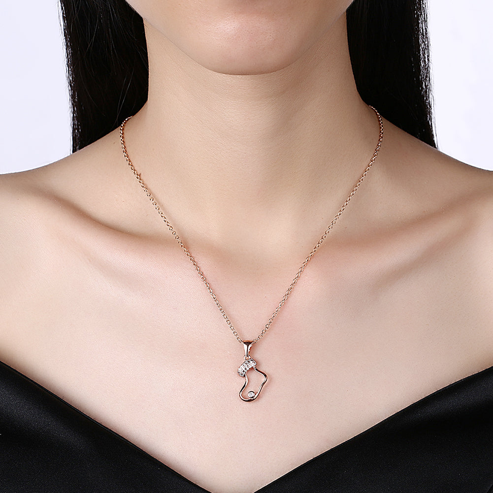 Stocking Christmas Inspired Necklace in 18K Rose Gold Plated