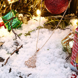 Tree Christmas Inspired Necklace in 18K Rose Gold Plated