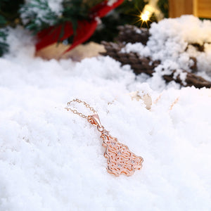 Tree Christmas Inspired Necklace in 18K Rose Gold Plated