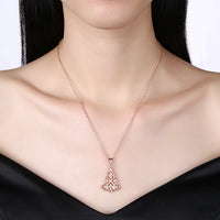Tree Christmas Inspired Necklace in 18K Rose Gold Plated