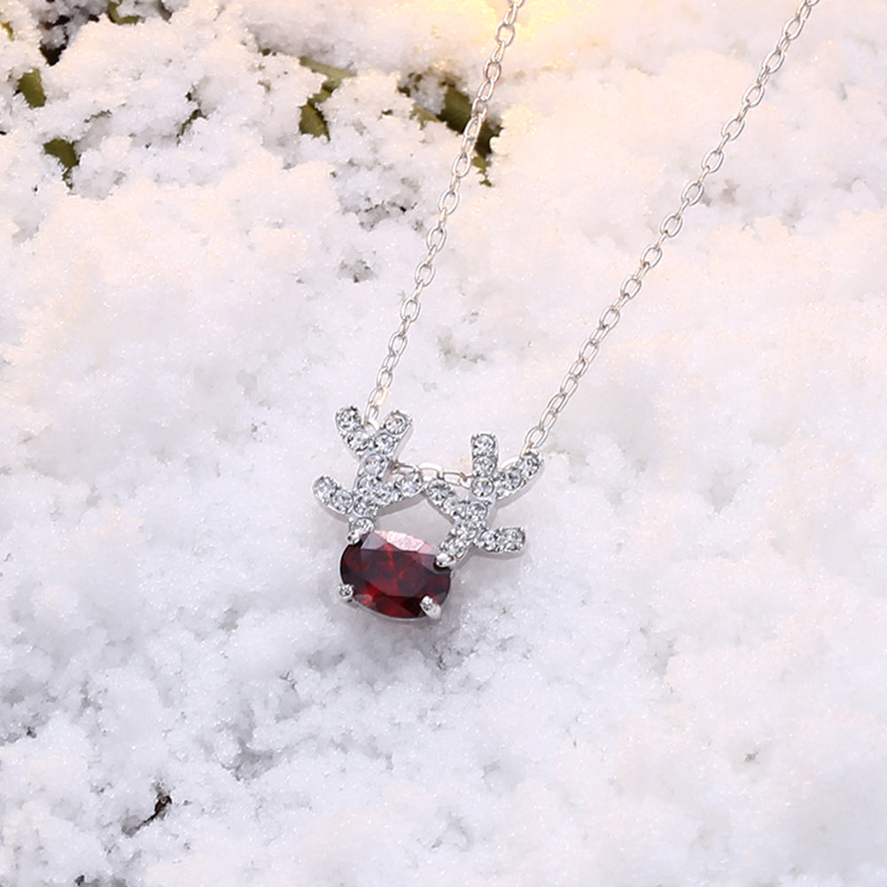 Christmas Themed Reindeer Austrian Elements Necklace in 14K Gold - Multiple Options