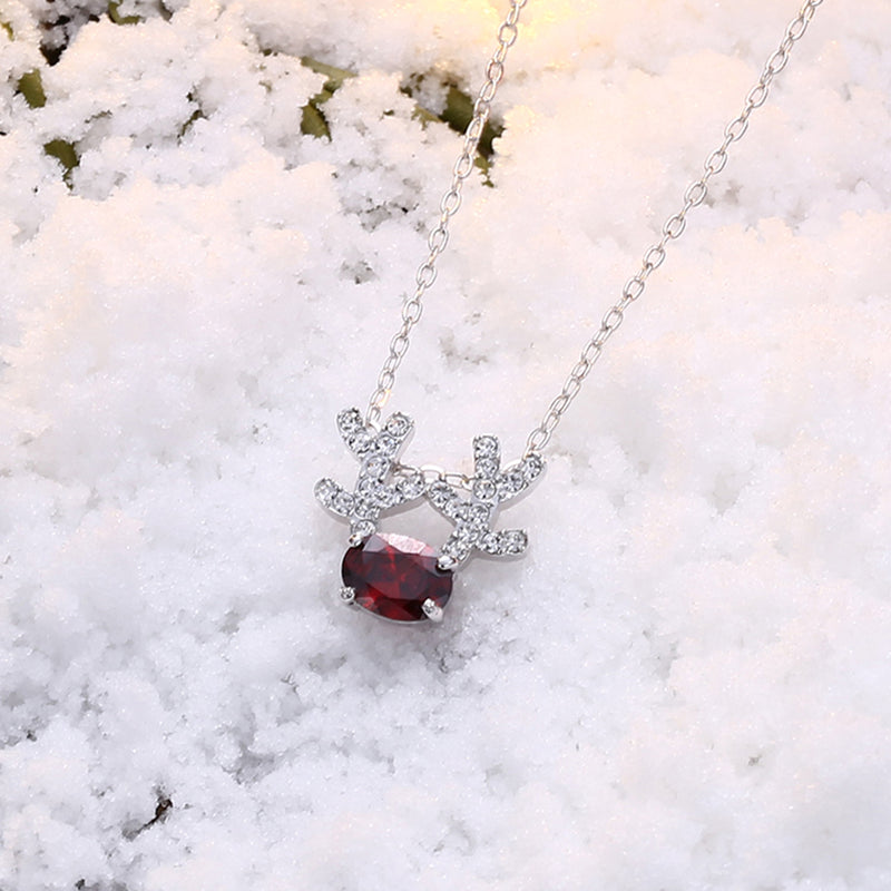Christmas Themed Reindeer Austrian Elements Necklace in 14K Gold - Multiple Options