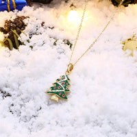 Tree Christmas Inspired Necklace in 18K Gold Plated