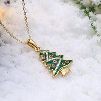 Tree Christmas Inspired Necklace in 18K Gold Plated