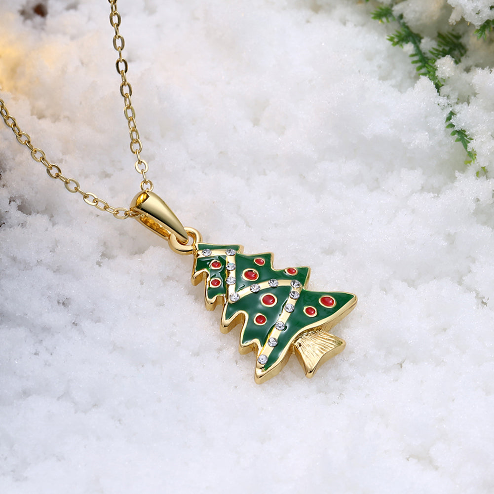 Tree Christmas Inspired Necklace in 18K Gold Plated