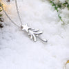 Tree with Star Christmas Inspired Necklace in 18K White Gold Plated
