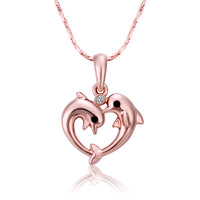 Loving Dolphins Necklace in 18K Rose Gold Plated