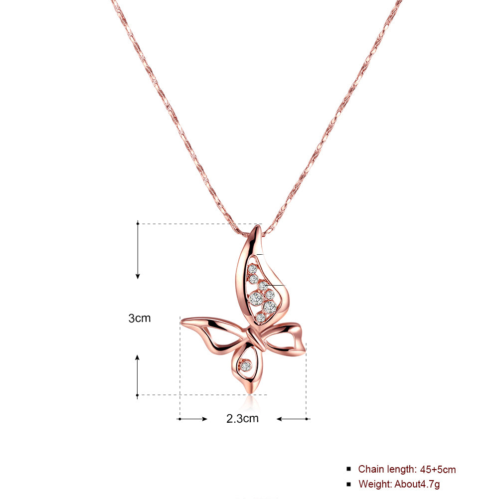 Mothersa Butterfly Necklace in 18K Rose Gold Plated