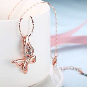 Mothersa Butterfly Necklace in 18K Rose Gold Plated
