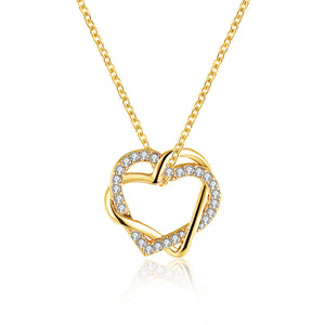 Duo Intertwined Heart Shaped Swarovski Elements Necklace in 14K Gold, Necklaces, Golden NYC Jewelry, Golden NYC Jewelry  jewelryjewelry deals, swarovski crystal jewelry, groupon jewelry,, jewelry for mom,