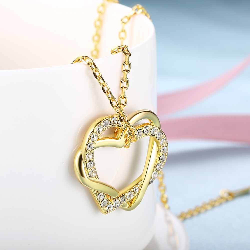 Duo Intertwined Heart Shaped Swarovski Elements Necklace in 14K Gold, Necklaces, Golden NYC Jewelry, Golden NYC Jewelry  jewelryjewelry deals, swarovski crystal jewelry, groupon jewelry,, jewelry for mom,