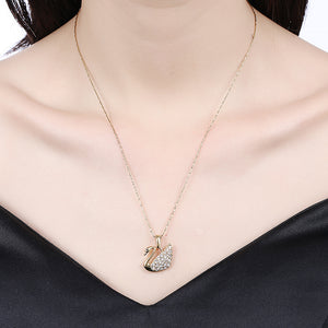 Pave Swan Necklace in 18K Gold Plated