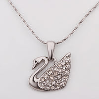 Pave Swan Necklace in 18K White Gold Plated