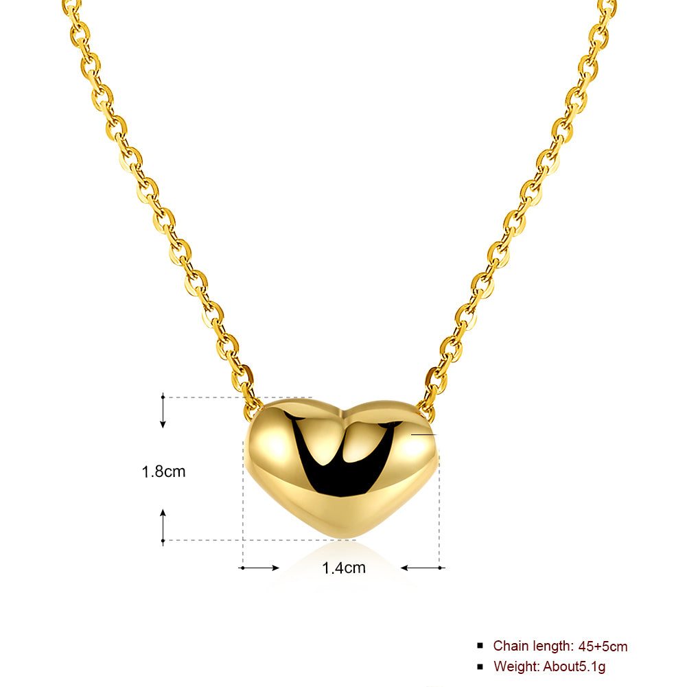 Smooth Heart Necklace in 18K Gold Plated