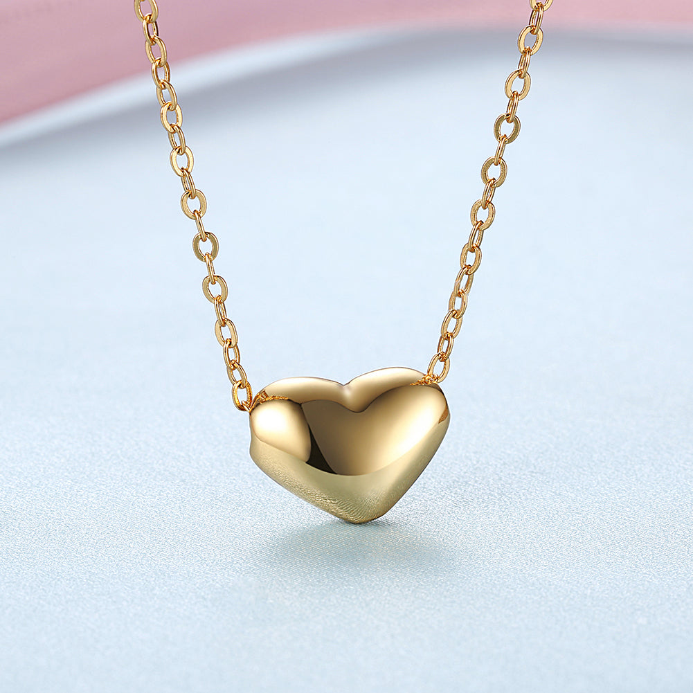 Smooth Heart Necklace in 18K Gold Plated