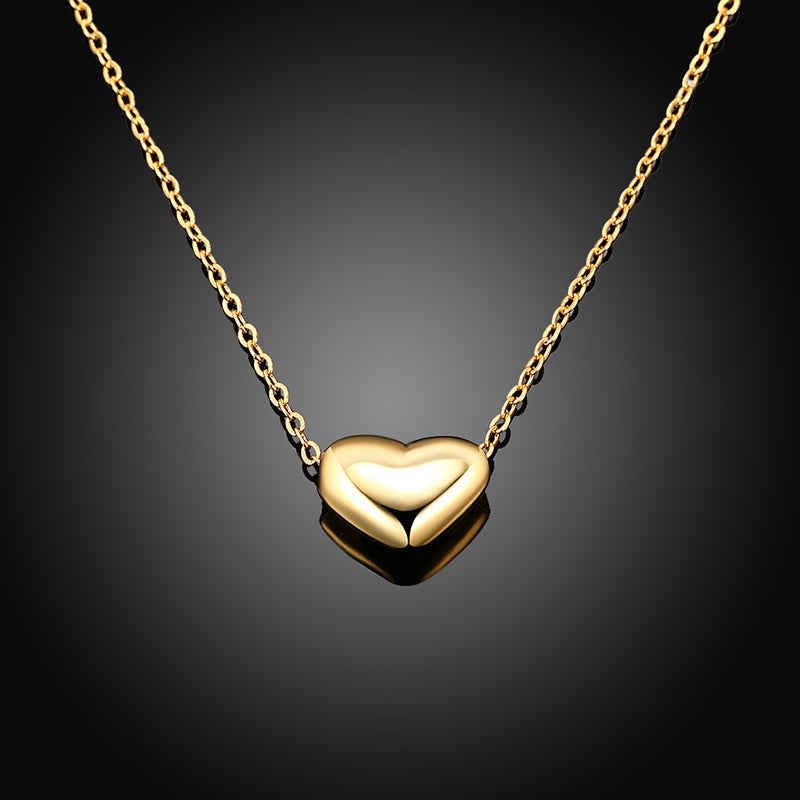 Smooth Heart Necklace in 18K Gold Plated