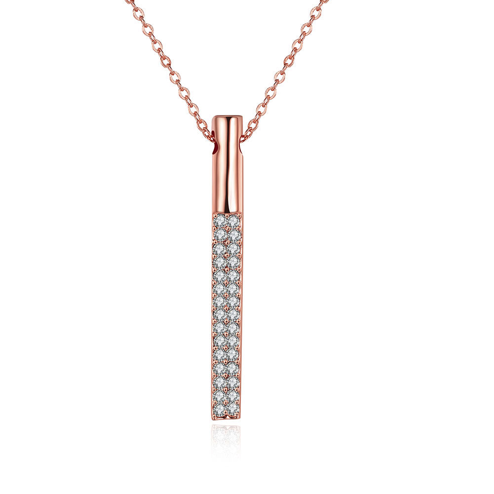 Vertical Drop Austrian Elements Necklace in 14K Rose Gold