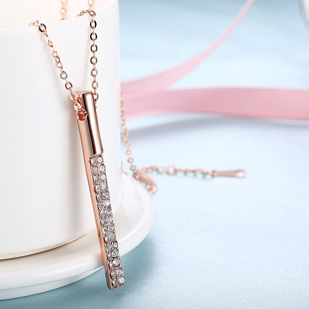 Vertical Drop Austrian Elements Necklace in 14K Rose Gold